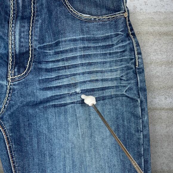 Vintage Y2K Skater Jeans 34x32 Baggy Wide Leg Blue Dark Wash Denim Embroidered - Picture 8 of 9